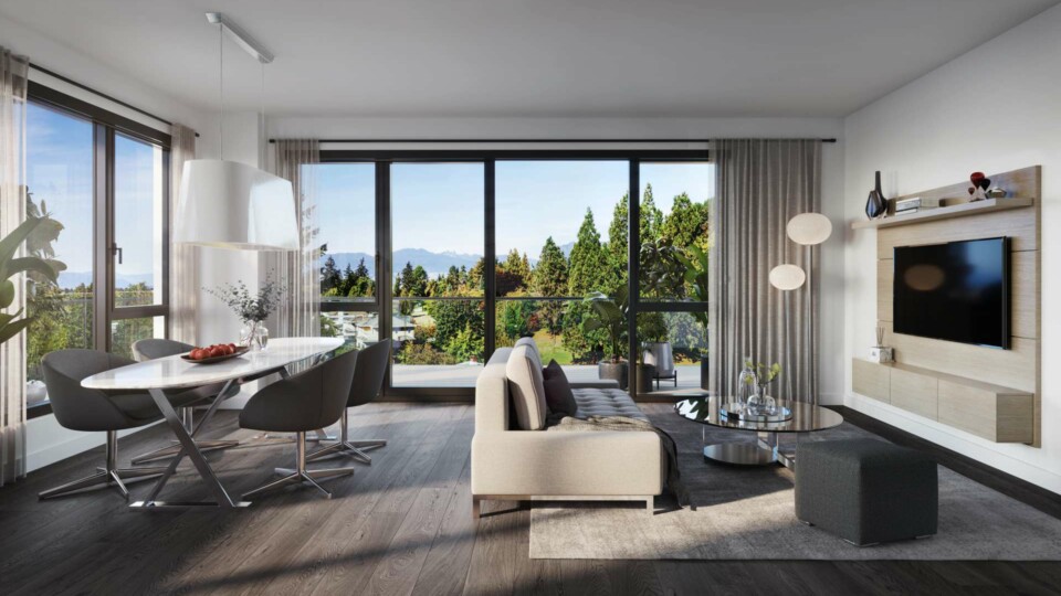 Rendering of Voyce living area Vancouver West Side