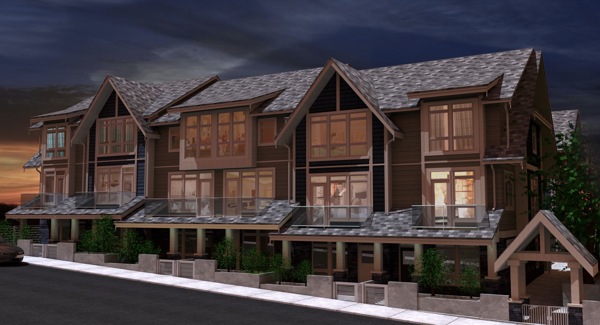 Front view of new North Vancouver Condos - Queen's Landing