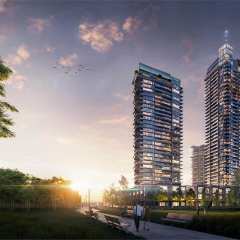 Rendering of 4 towers at Lumina Brentwood by Thind Properties