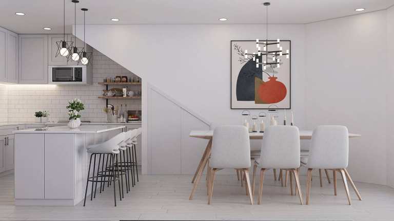 Rendering of Vancouver UrbanSquare kitchen and dining area