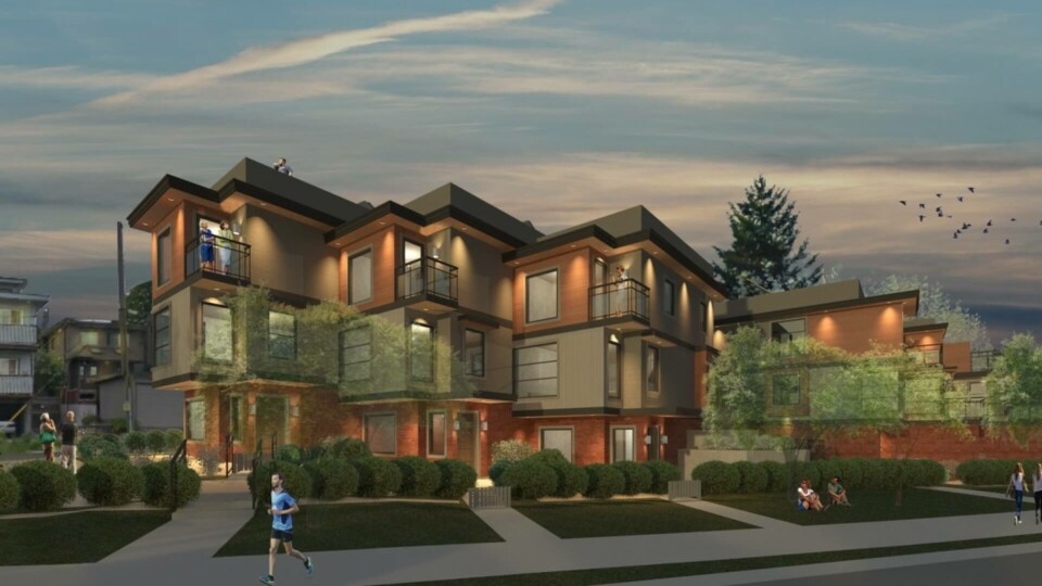 Rendering of Harmony On Eighth townhouses front view