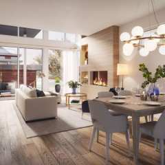 Rendering of Venda dining and living space