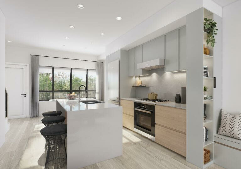 Rendering of Lilibet townhomes kitchen