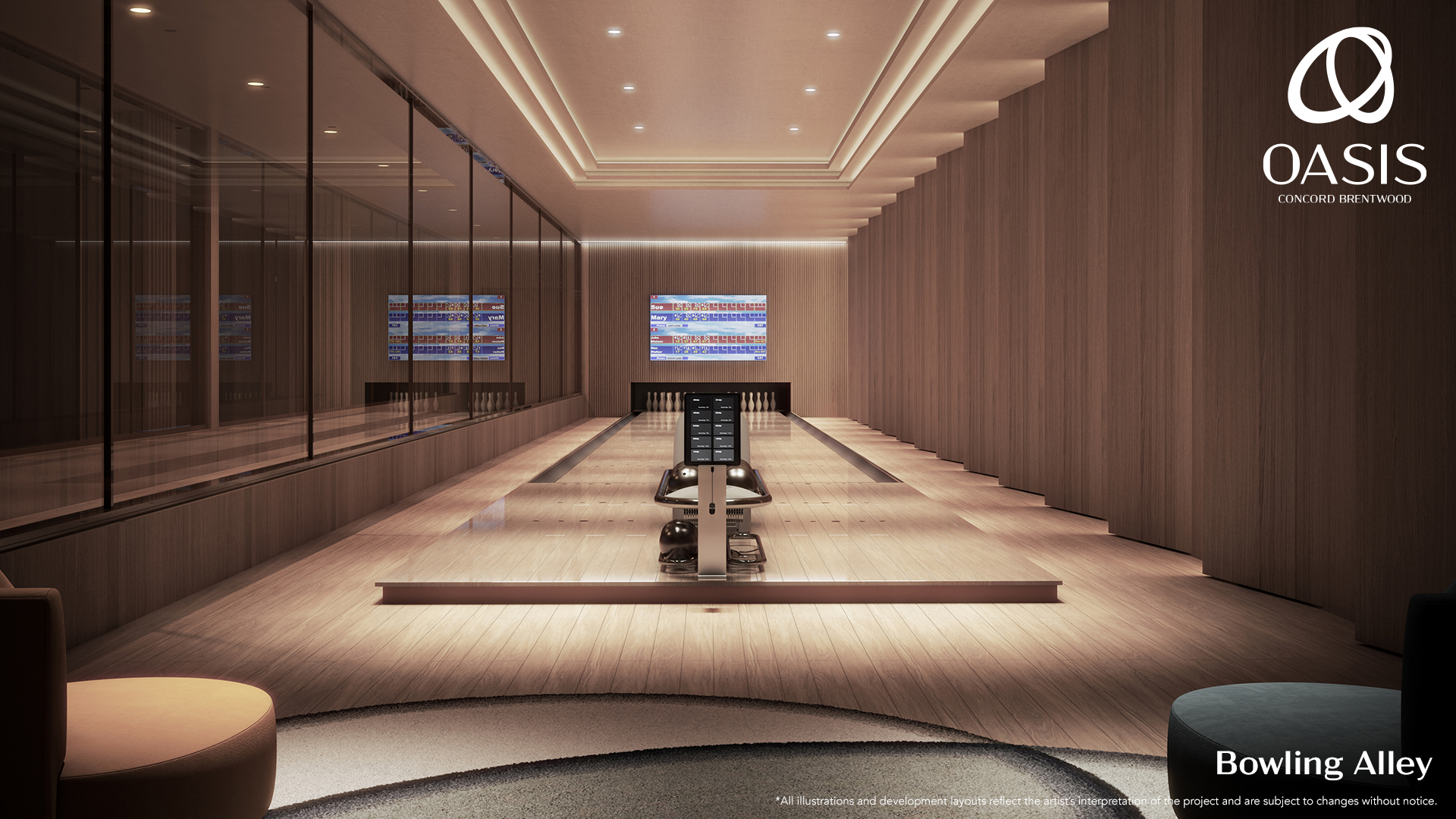 Rendering of Oasis bowling alley