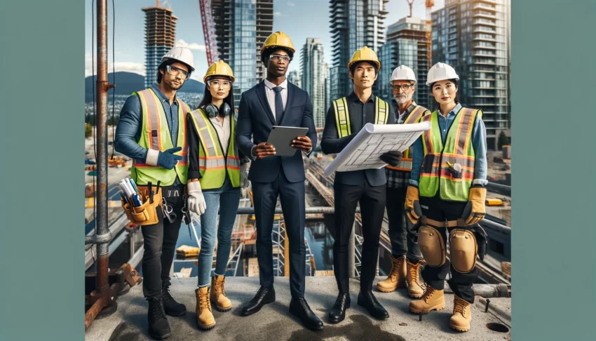 This is an image of developers in Vancouver on a construction site. These real estate developers in Vancouver are portrayed on a construction site.