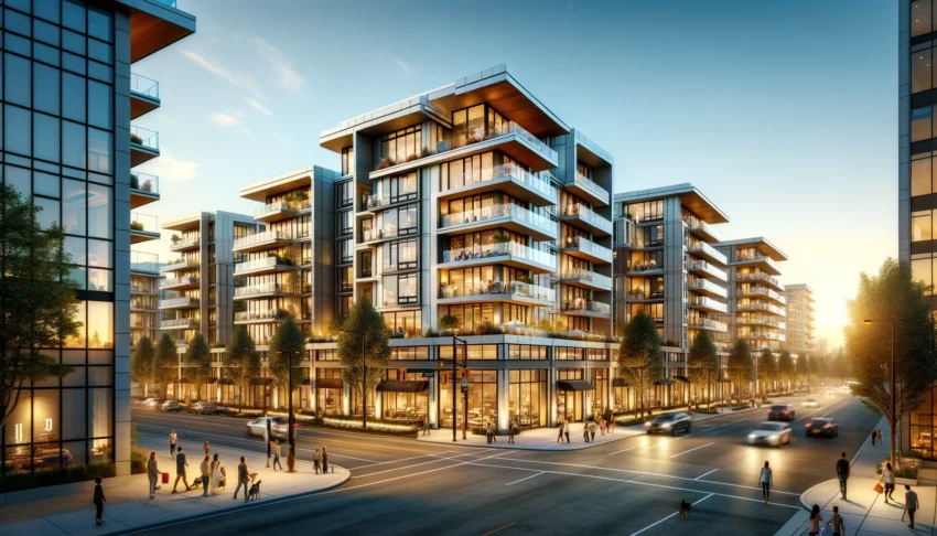 This is an image of typical new developments New Westminster sees. These were originally New Westminster Presale condos. Courtesy of Vancouver New Condos for its page on New Westminster new development.