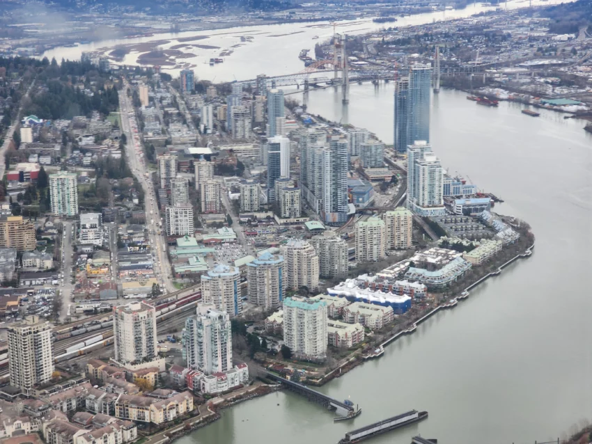 New Westminster Presale Condos - This is an image taken by Mike Stewart Realtor from a private aircraft of the Royal City
