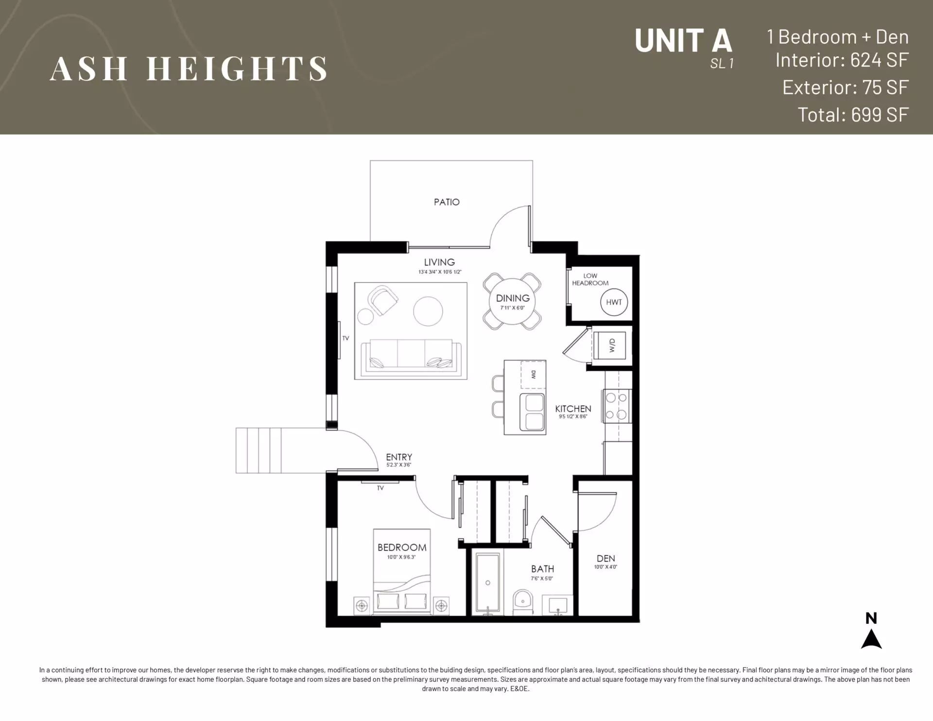 Ash Heights - Plan A ( 1 Bedroom + Den )