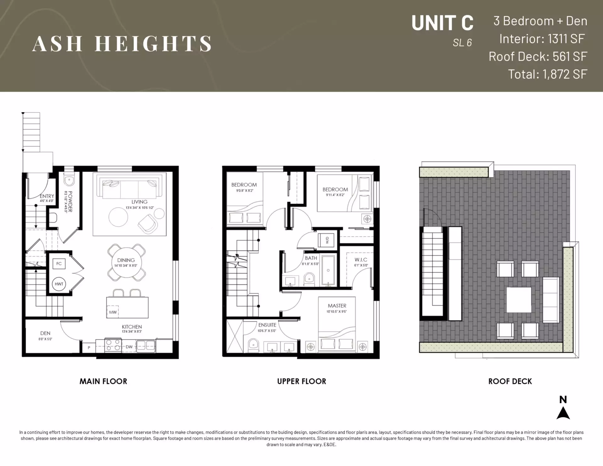 Ash Heights - Plan C ( 3 Bedroom + Den )