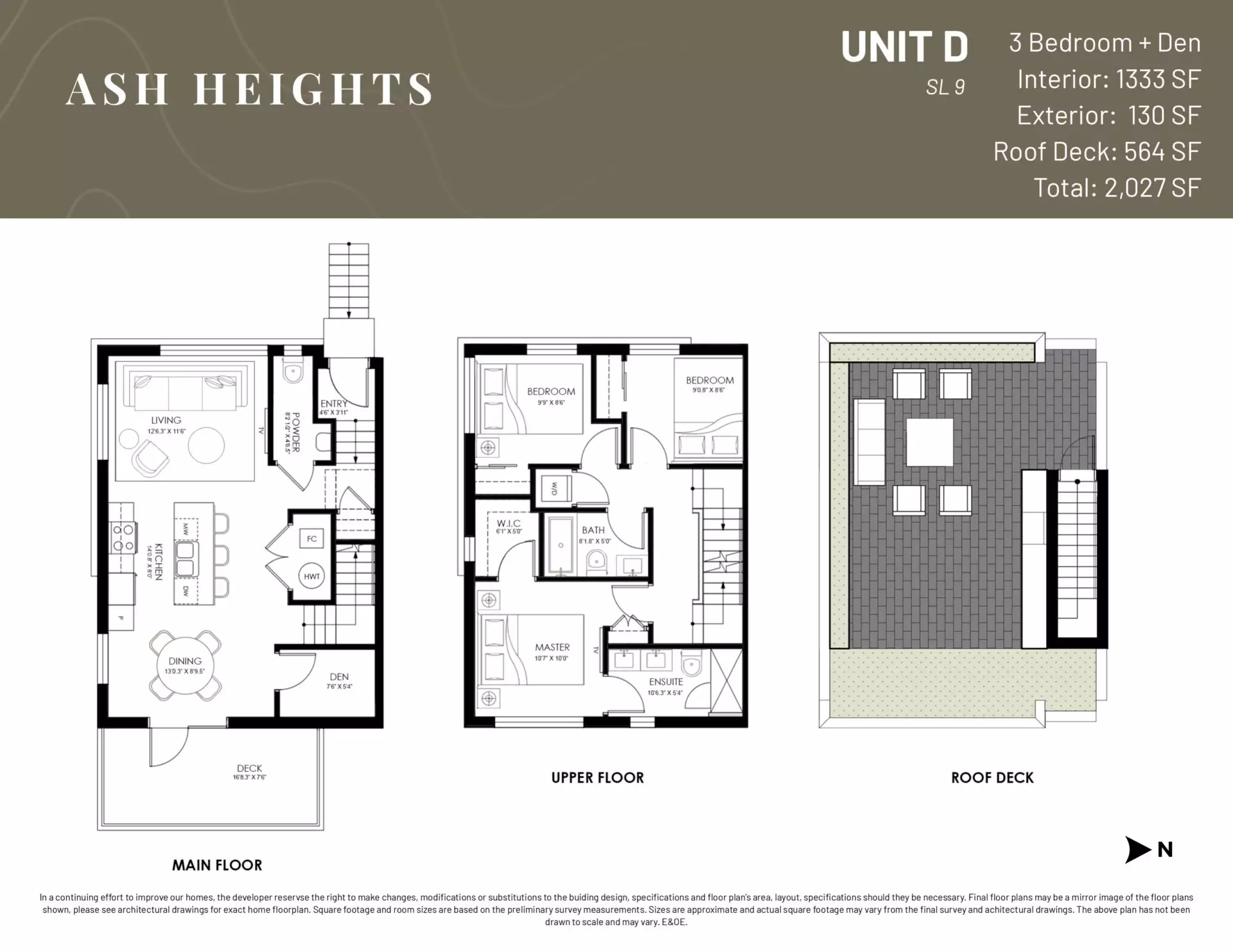 Ash Heights - Plan D ( 3 Bedroom + Den )
