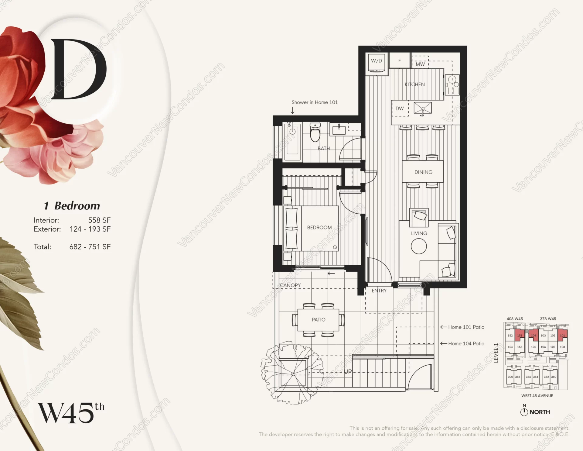 W45th at Oakridge Town Centre - Plan D ( 1 Bedroom )