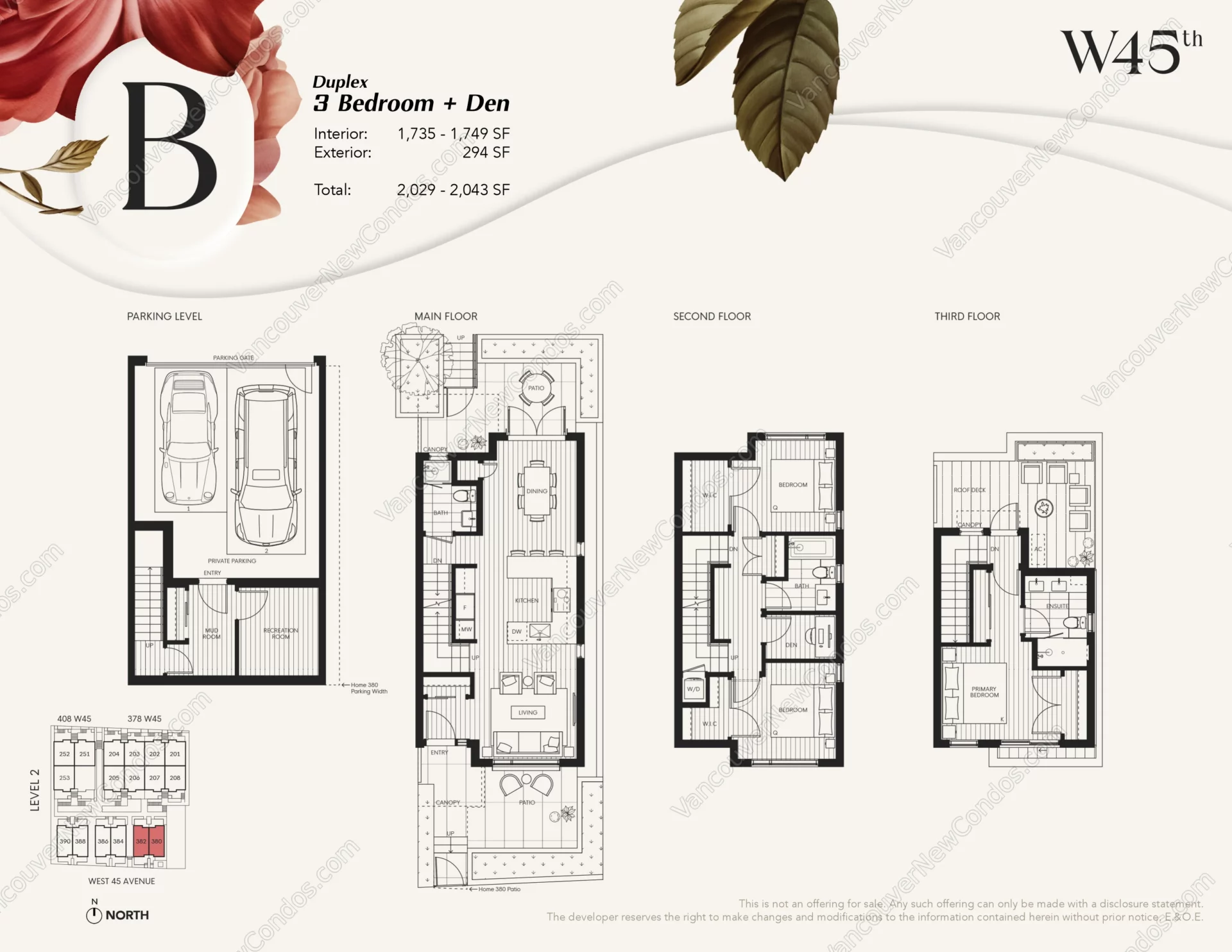 W45th at Oakridge Town Centre - Plan B ( 3 Bedroom + Den )