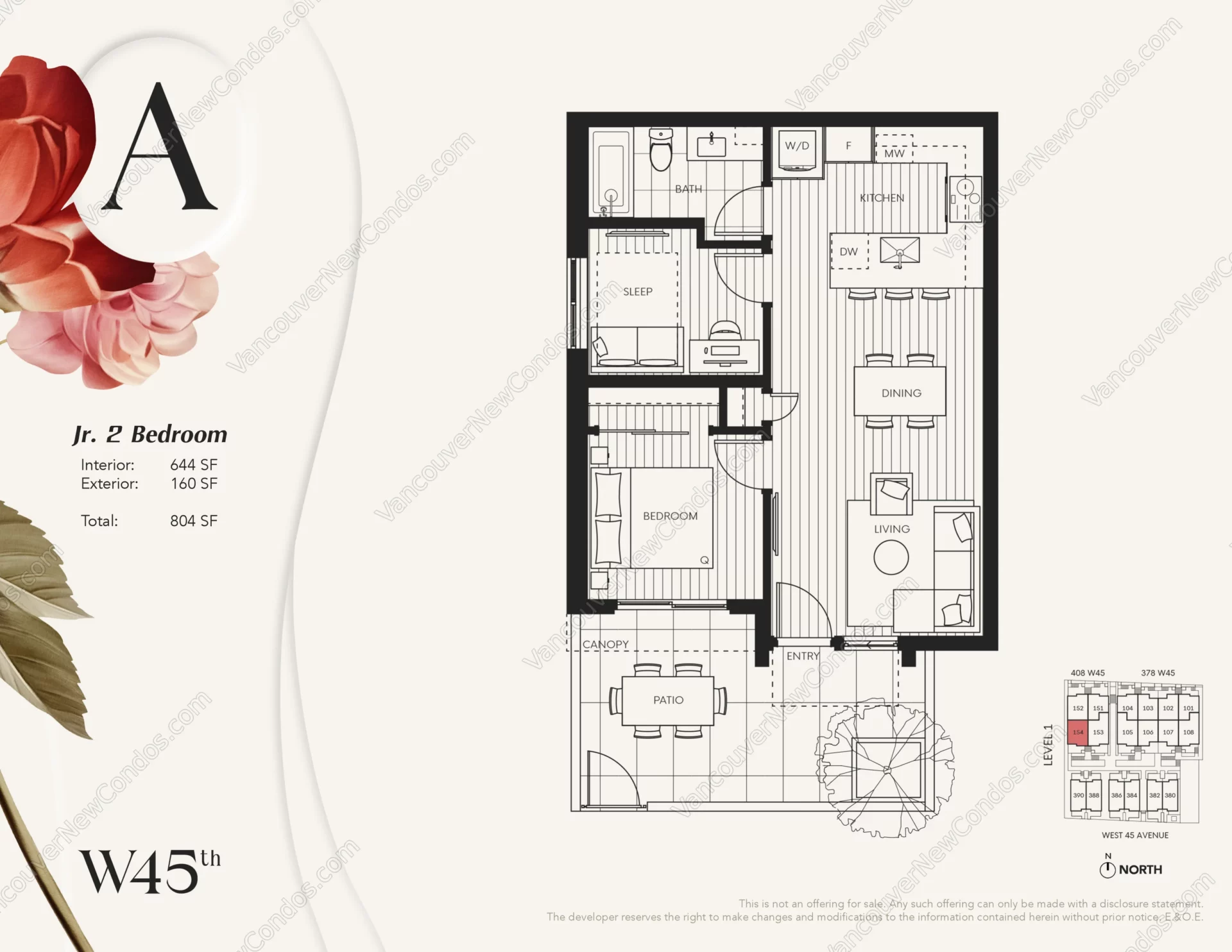 W45th at Oakridge Town Centre - Plan A ( Jr. 2 Bedroom )
