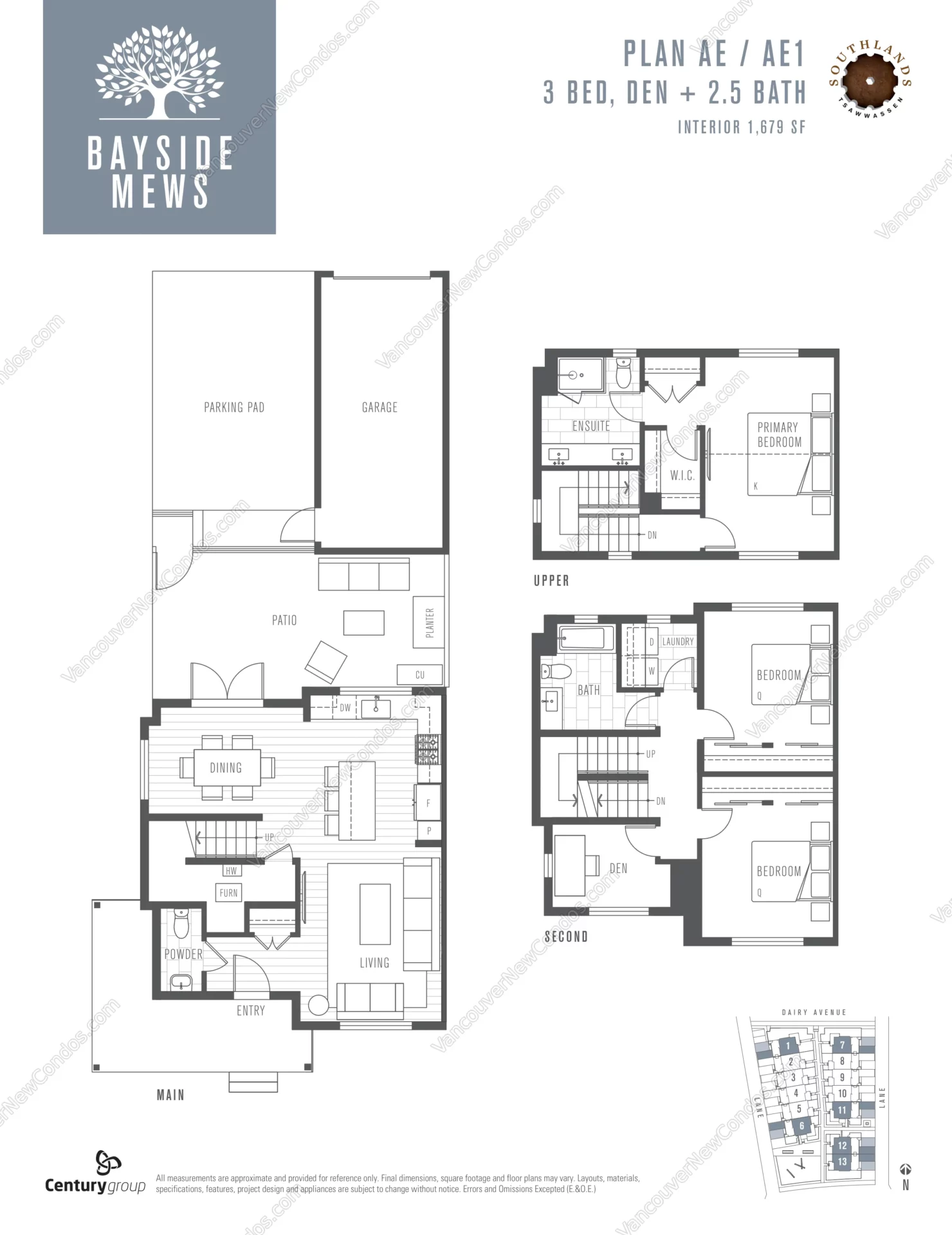 Bayside Mews - Plan AE-/-AE1 ( 3 Bedroom + Den )