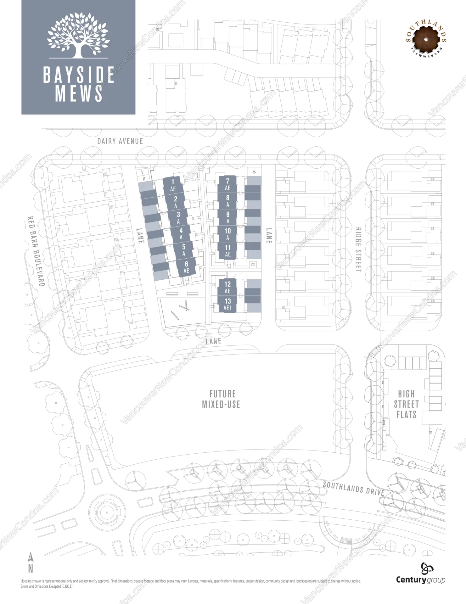 Bayside Mews site plan in Tsawwassen