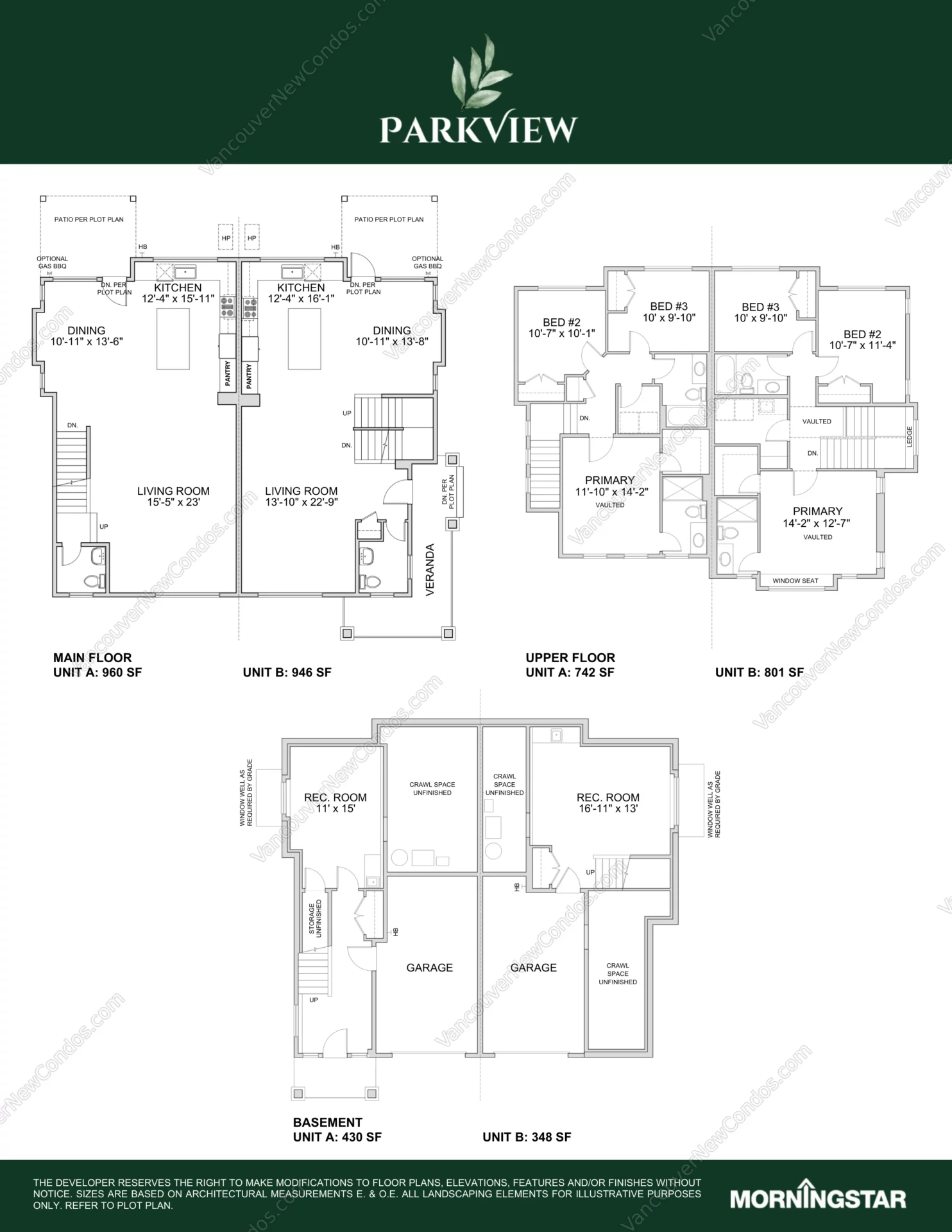 Parkview - Plan UNIT-A,-UNIT-B ( 3 Bedroom )