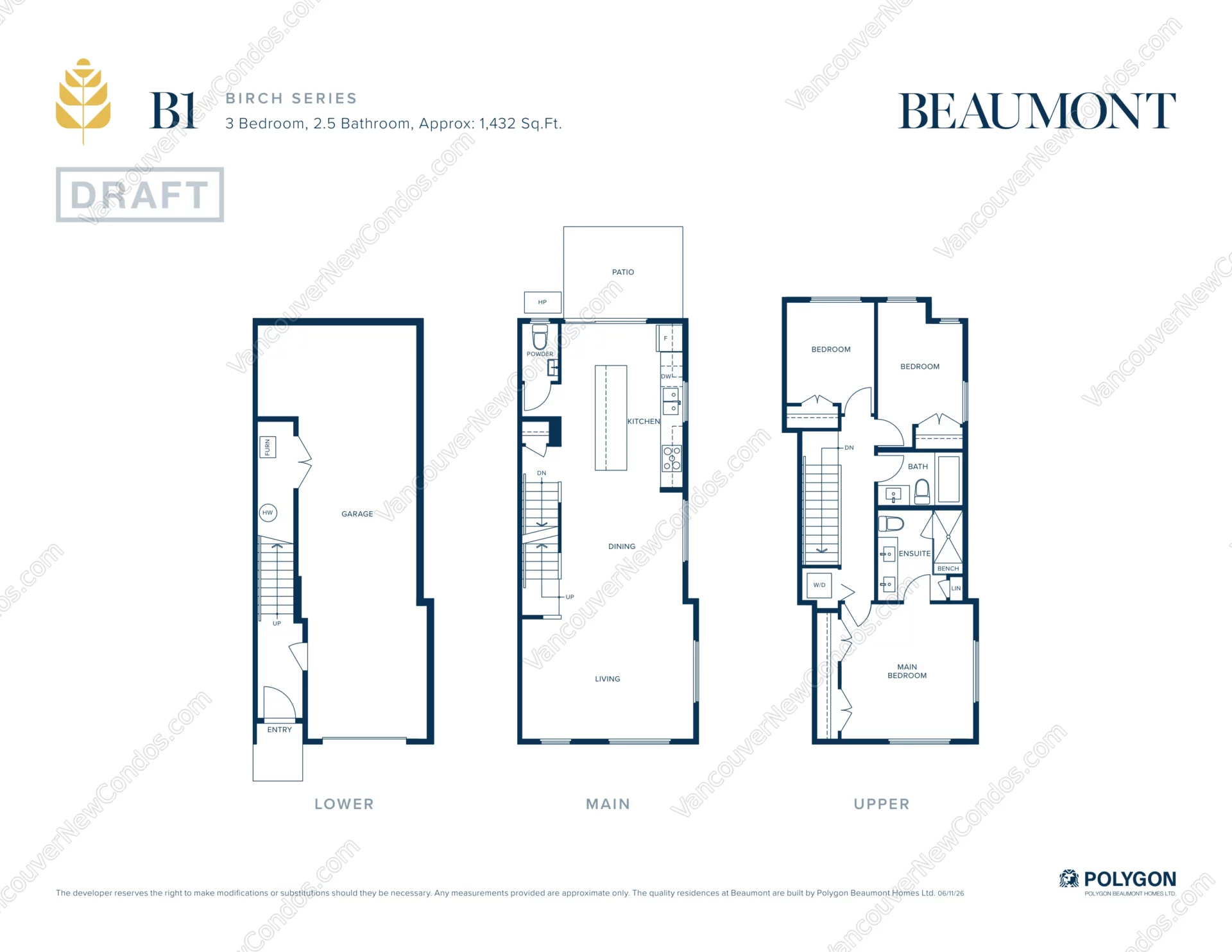 Beaumont by Polygon - Plan BI ( 3 Bedroom )
